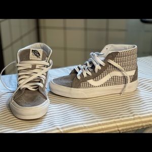 Grey and White High Top Vans